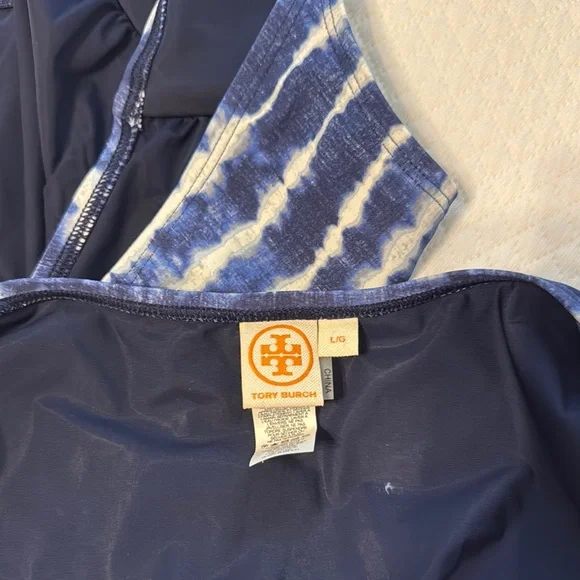 Tory Burch Blue One Piece Swimsuit with Tie Straps - Picture 4 of 4